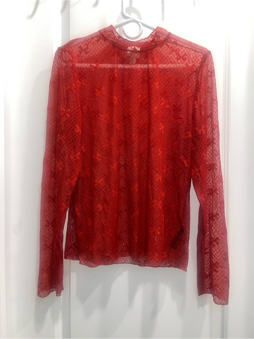 Maeve Anthropologie red bow lace blouse - Picture 2 of 4
